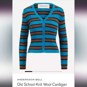 Andersson Bell "Old School Knit Cardigan - Blue Stripe" Size Small